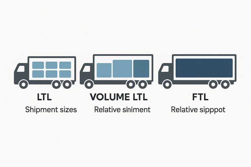 Diagram illustrating the difference between LTL, Volume LTL, and full truckload shipments.