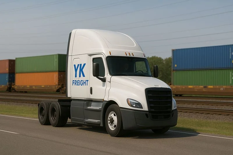 Photo of a semi-truck tractor connecting to a trailer during a power-only trucking operation.