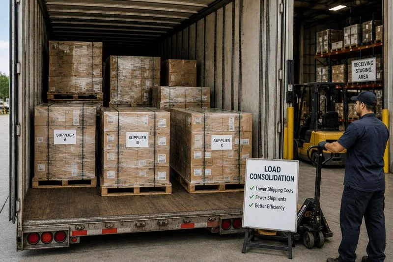 Consolidated palletized freight inside an LTL trailer to reduce shipping costs