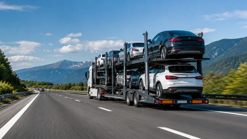 Vehicle carrier transporting cars as part of the logistics management and delivery process